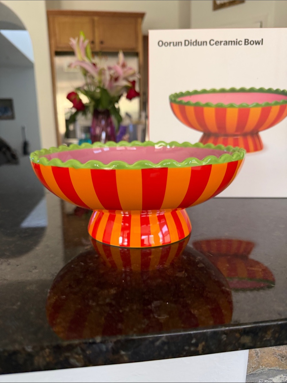 MoMA Oorun Didun Ceramic Bowl – Pink, Orange & Green Accent - Picture 2 of 3